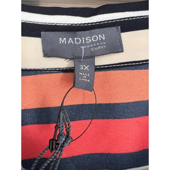 Madison Colorful Striped Button-Up Sleeveless Blouse Women's 3X NWT - Picture 2 of 8